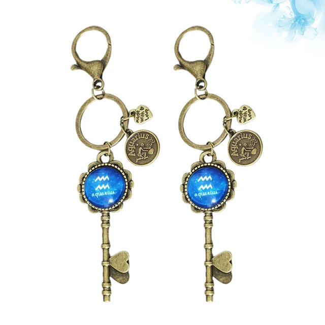 2 Pcs Pendant Keychain DIY Key Chain Accessories Metal Button 10
