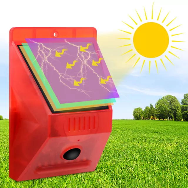 Outdoor Solar Sound & Light Alarm Motion Sensor with Rechargeable Battery