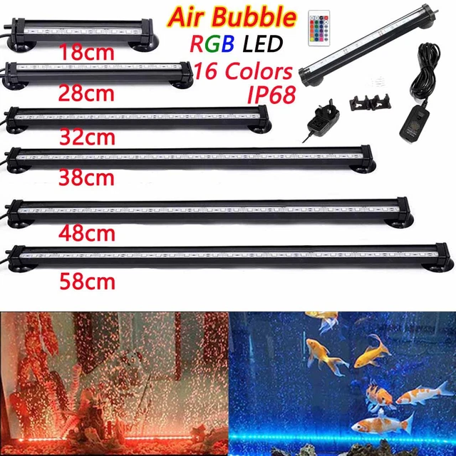 Aquarium Fish Tank Light LED RGB Submersible Multicolour Air Bubble Curtain Lamp