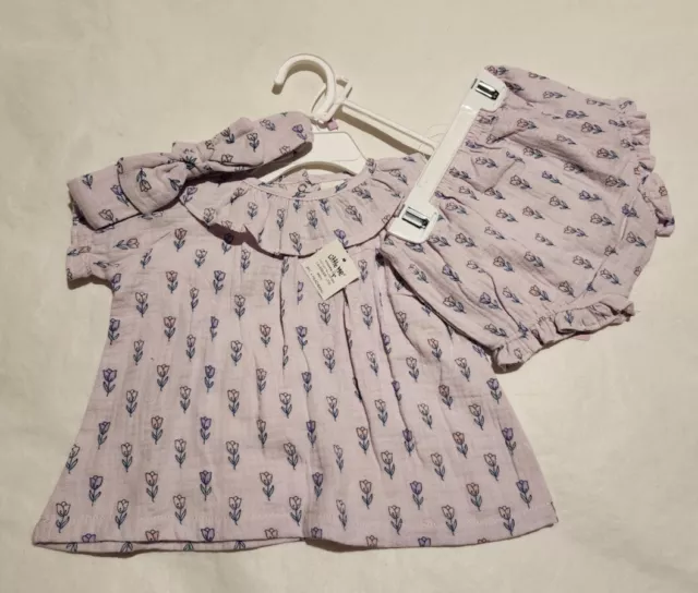 NWT Little Me Floral Top Bloomers Headband Set 9 Months Baby Girl