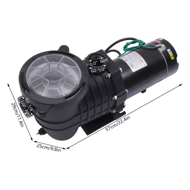 2hp 110v Swimming Pool Pump Filter Garden In/Above Ground Water Pump 450l/Min 2