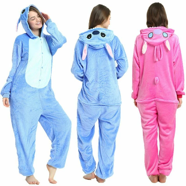 Lilo & Stitch Sleepsuit Adults Womens L XL XXL PJs Hooded Pyjamas Blue