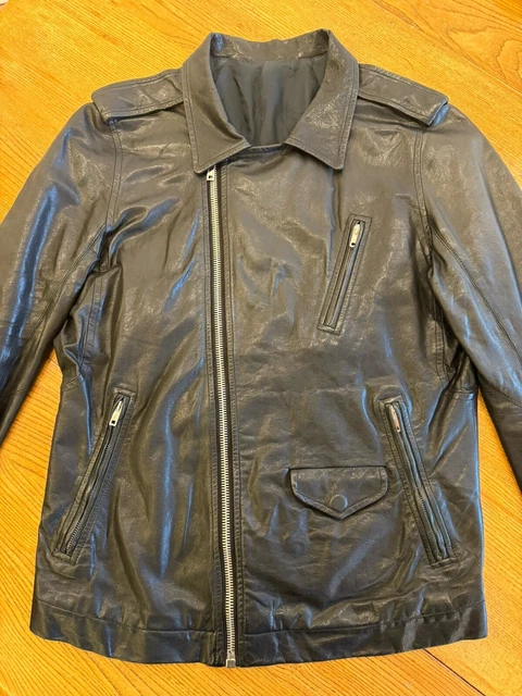 RICK OWENS STOOGES Jacket. Black Leather. 40 Inch. 280.00