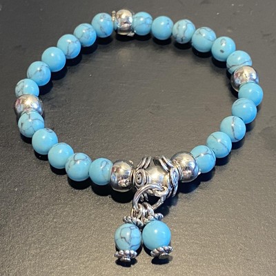 Fortuna Bracciale in turchese da donna braccialetto con perle di pietra dura e ciondoli 