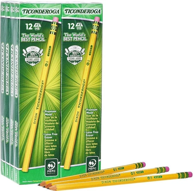 Ticonderoga Pencils, Wood-Cased, Graphite #2 HB Soft, Yellow, 96-Count Pack of 8