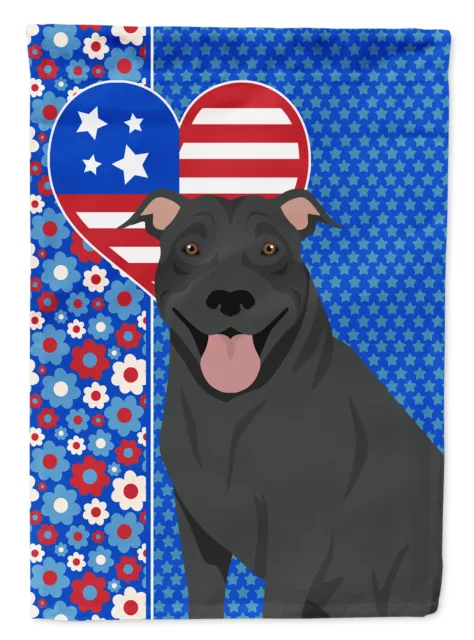Black Pit Bull Terrier USA American Flag House Size WDK5121CHF