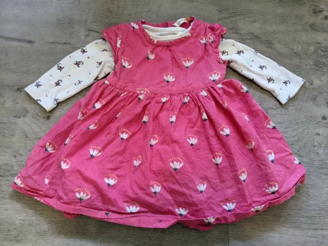 John Lewis Baby Girls 3-6 Months Pink Floral Dress And Long Sleeved Vests...