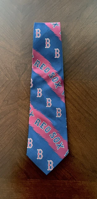 Boston Red Sox Neck Tie MLB 100% Silk Blue And Red EUC Vintage