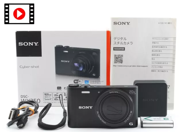 【NEAR MINT in Box】Sony Cyber-Shot DSC-WX350 Black Digital Camera 20x Black JAPAN
