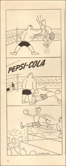 1940's Vintage ad for Pepsi-Cola retro Art Cartoon Boxing Rare   04/30/22