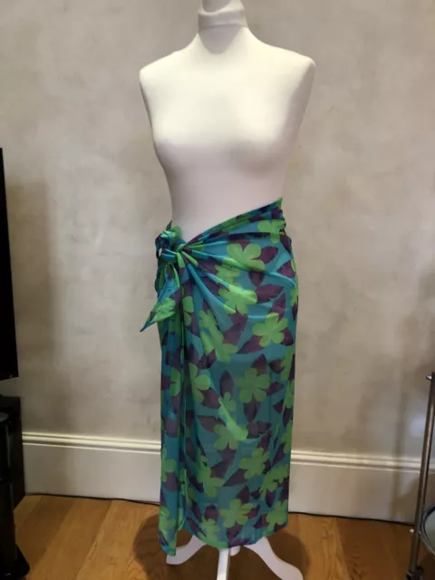 Seafolly floral sarong blue green purple nylon and elastane - S - sizing below