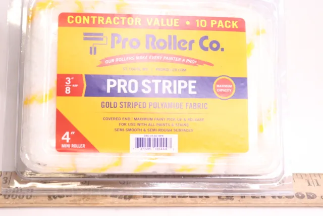 (10-Pk) Pro Roller Striped Roller Cover Gold 4" CRC-CE-04-10PK