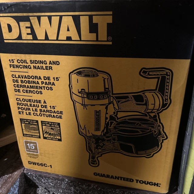 DEWALT 15DEGREE PNEUMATIC Coil Siding & Fencing Nailer DW66C1 BRAND
