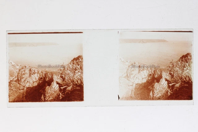 France Rocky Landscape La Mer Photo Stereo T2L8n2 Glass Plate Vintage