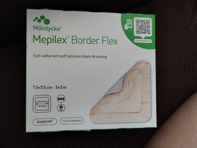 Mölnlycke Mepilex Border Flex Silicone Foam Dressing, 3" x 3" box of 5 exp 12/25