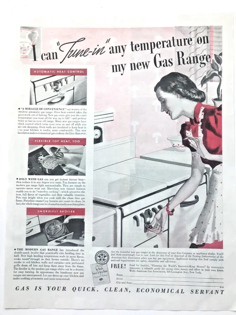 Gas Range 1937 Vintage Print Ad Housewife Stove Broiler American Gas Association