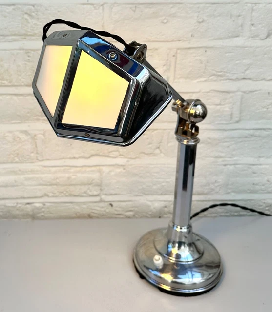 1930s French Pirouett Desk Lamp Chrome Adjustable Swivel Head Fully Restored