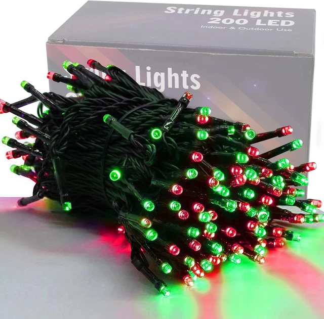 66Ft Christmas Decorative Mini Lights, 200 LED Green Wire Fairy Starry String Li