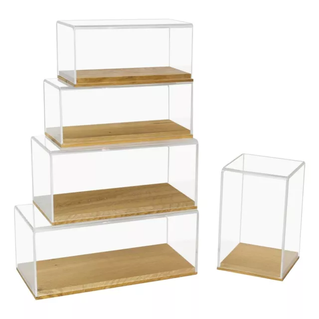 HMF Acryl Vitrine Schaukasten für Modellautos mit Holzsockel Maßstab 1:18 - 1:43