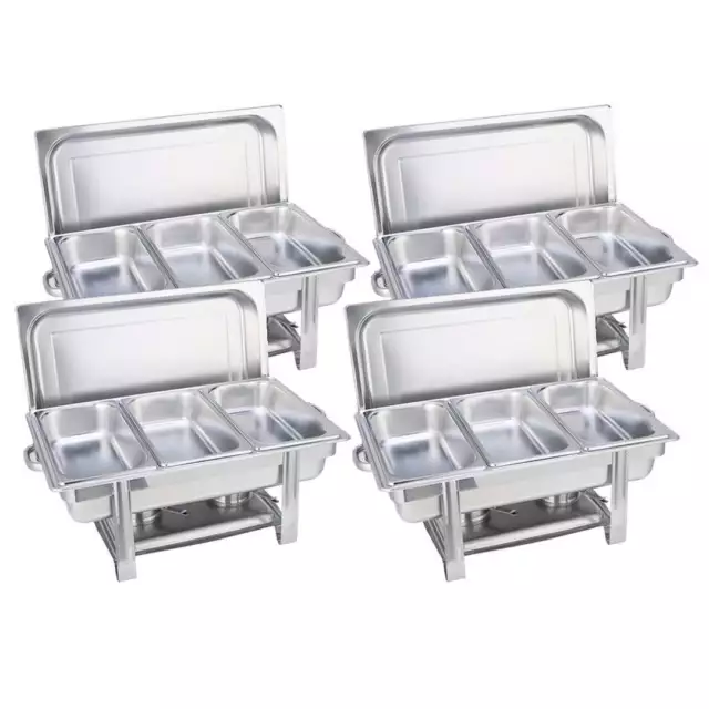 SOGA 4X Stainless Steel Chafing Triple Tray Catering Dish Food Warmer LUZ-Chafin