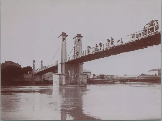 France, Le pont de Loyettes, Vue générale, Vintage print, circa 1895 Tirage vint