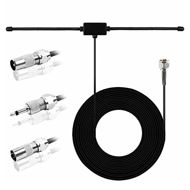 BINGFU DAB FM Radio Antenna FM Dipole Aerial W/ 3M Extension Cable for