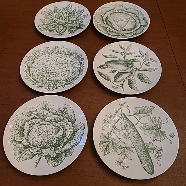 Bareuther Waldsassen Bavaria Germany Salad Plates w Vegetables 7.75" Set Of 6