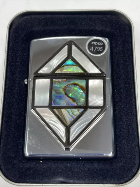 Zippo 2007 Stained Glass Mother Of Pearl Abalone Lighter Sealed In Box W53