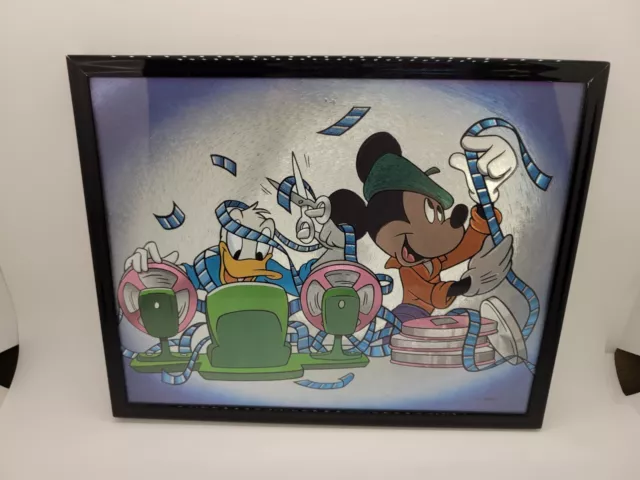 Vintage Disney Mickey mouse Donald Duck Metallic Foil Art Framed 8x10
