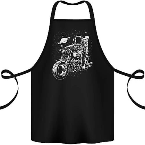 Space Biker Astronaut on a Motorcycle Space Cotton Apron 100% Organic