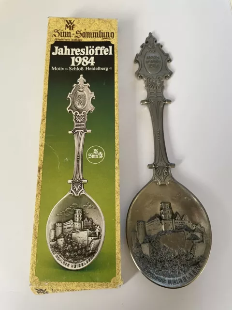 WMF, Jahreslöffel 1984, Löffel, Zinn, Motiv Schloß Heidelberg