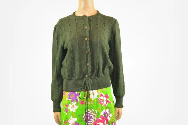 Green Austrian cardigan Tyrolean Trachten cardigan Size M