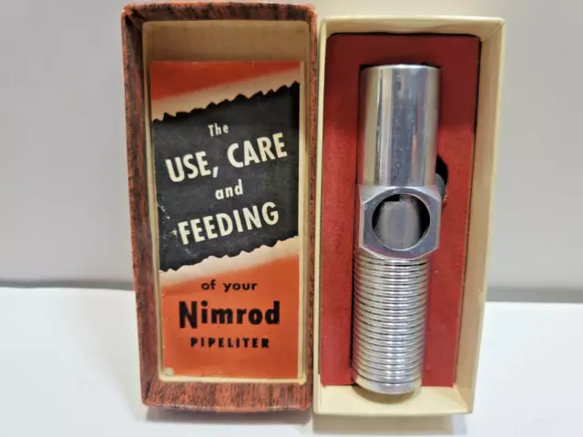 Vintage Working Nimrod Pipeliter Pipe Lighter, Original Box 6268/24