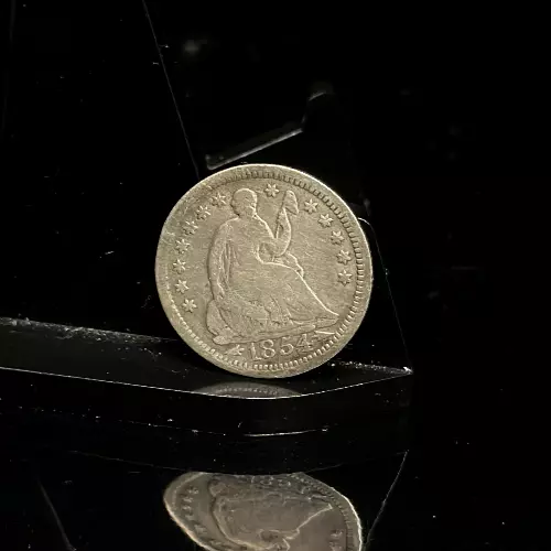 1854 - Seated Liberty Silver Half Dime H10C Coin -1