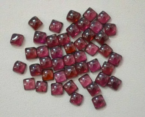 Lotto Di 3MM - 5MM Quadrato Cabochon - Naturale Rodolite Granato Sfuso Gemma