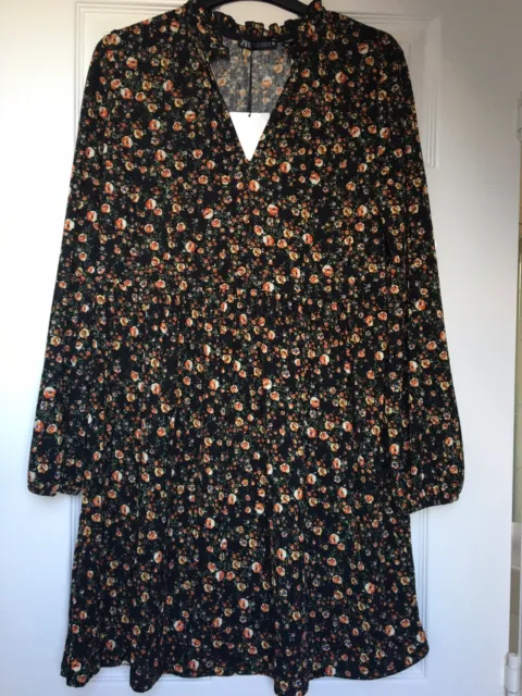 Zara Women Small Textured Knit Printed Black Cream High Rise Flare Leggings  F