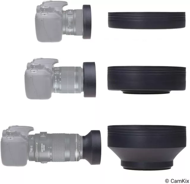 67mm Camera Rubber Lens Hood Collapsible in 3 Steps Shade/Shield 3