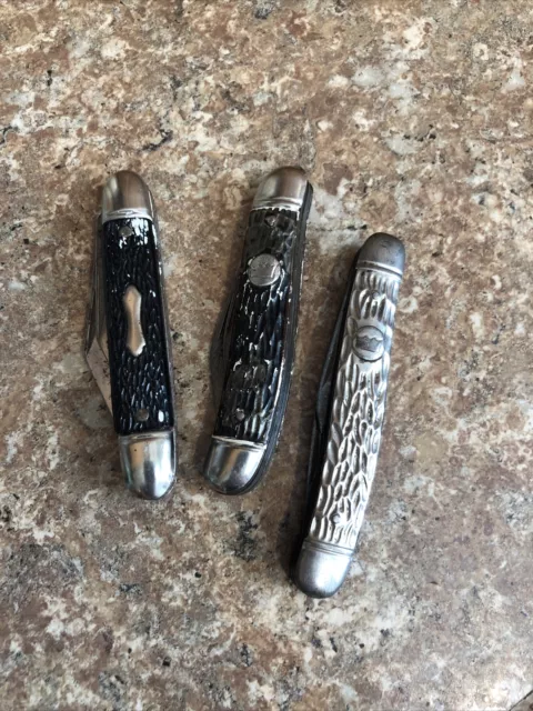 LOT X 3 VINTAGE IMPERIAL 1 Unknown USA Made 2 BLADE POCKET KNIFE