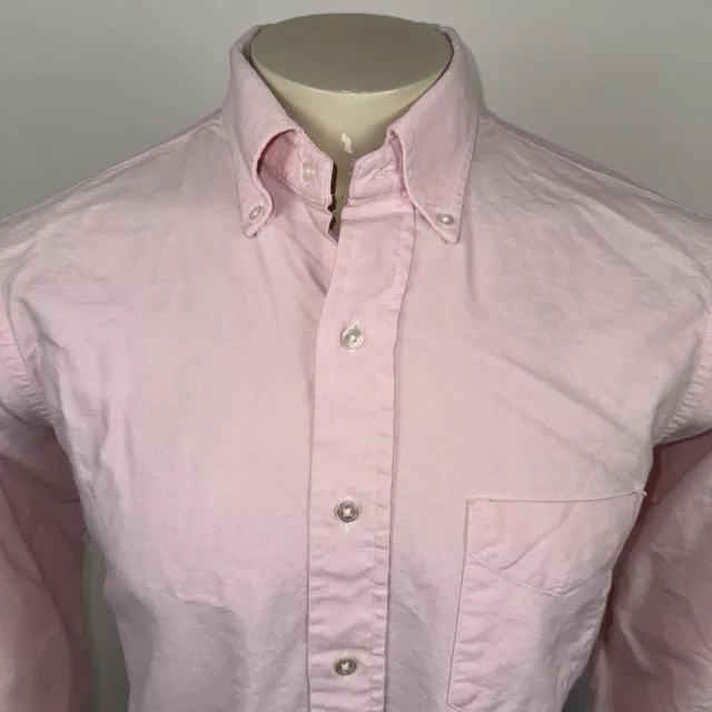 VINTAGE OXFORD SHIRT Dress USA Union Made Pink Cotton 60s Madmen XL ...