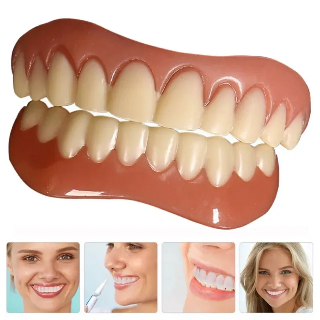 Smile Silicone Upper Lower False Teeth Dental Veneers Dentures Fake Tooth Set