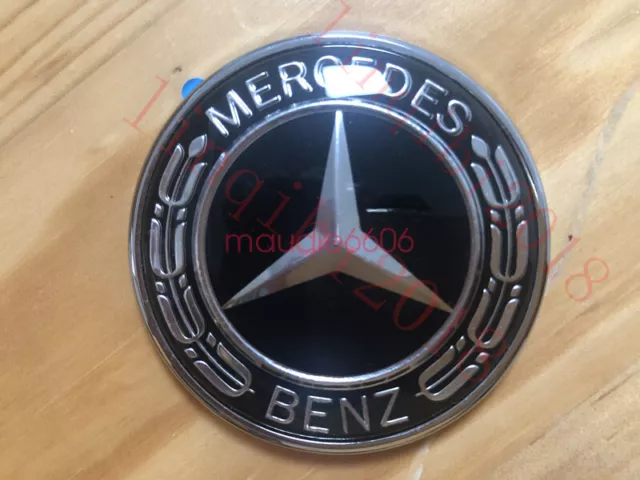 NEW FOR Mercedes Benz Hood Black Flat Laurel Wreath Badge Emblem (Paste)