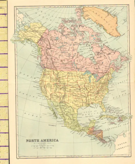 c1880 MAP ~ NORTH AMERICA ~ CANADA MEXICO UNITED STATES WEST INDIES ALASKA