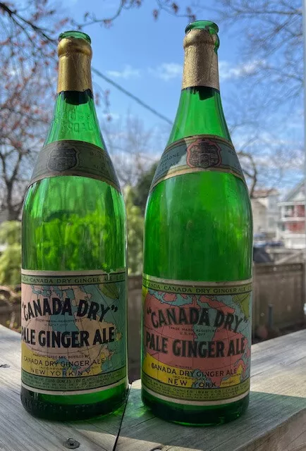 Antique Quart Ginger Ale Bottles - Canada Dry New York, N. Y.  (lot of 2)