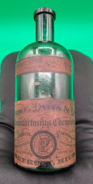 1800's Empty Antique PHARMACEUTICAL COCA (Cocaine) GREEN GLASS BOTTLE - Wow!