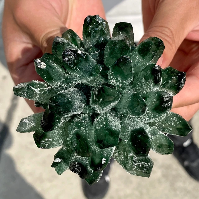 348G New Find Green Phantom Quartz Crystal Cluster Mineral Specimen Healing-AF