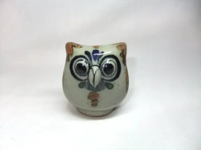 Tonala Pottery Owl Figure Mexico Mexican Folk Art  Animal Small Hand Painted