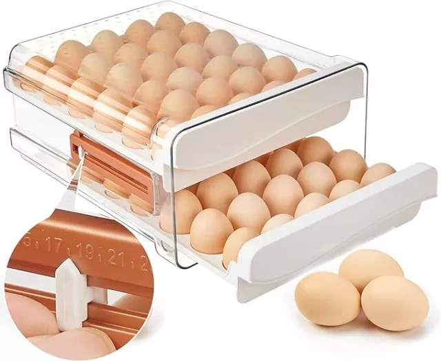 Contenedor de almacenamiento de huevos para refrigerador soporte para 60 huevos.