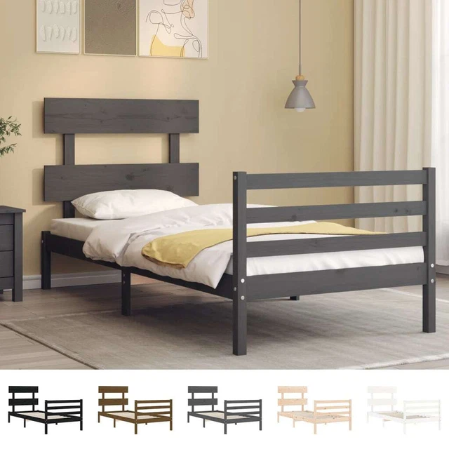 BED FRAME WITH Headboard Super King Size Solid Wood vidaXL £146.99