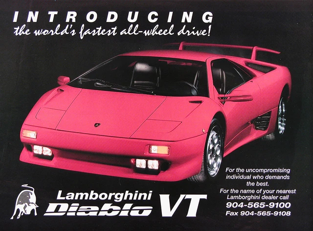 1995 LAMBORGHINI DIABLO VT Genuine Vintage Ad ~ FREE SHIPPING!