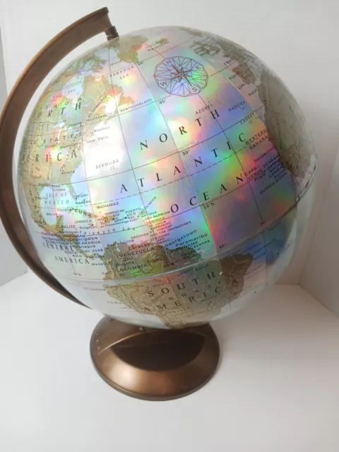 Replogle World Prism Series Globe 12in EUC Shiny Glow Map Geography Pretty
